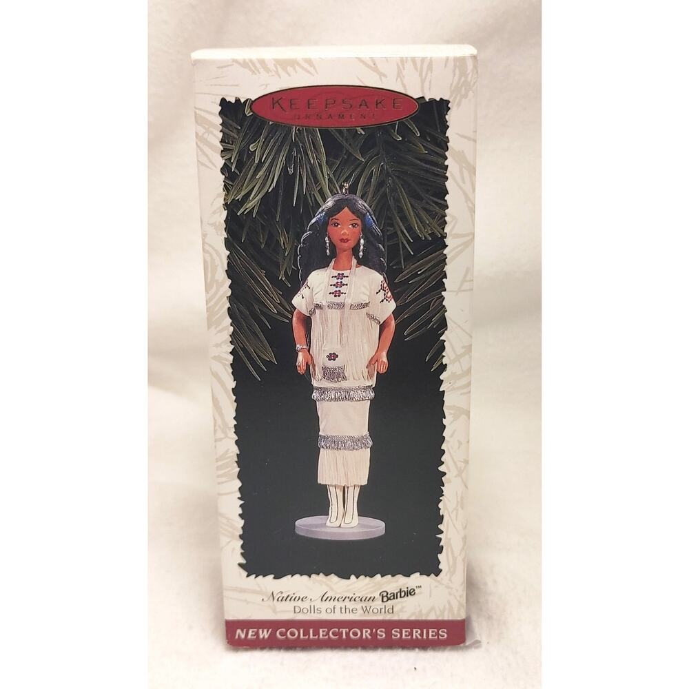 VTG 1996 Hallmark Cards Native American Barbie Christmas Ornament in Box
